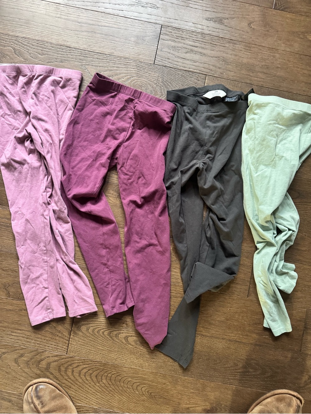 Kids Cotton Leggings - Pink, Plum, Charcoal, Mint